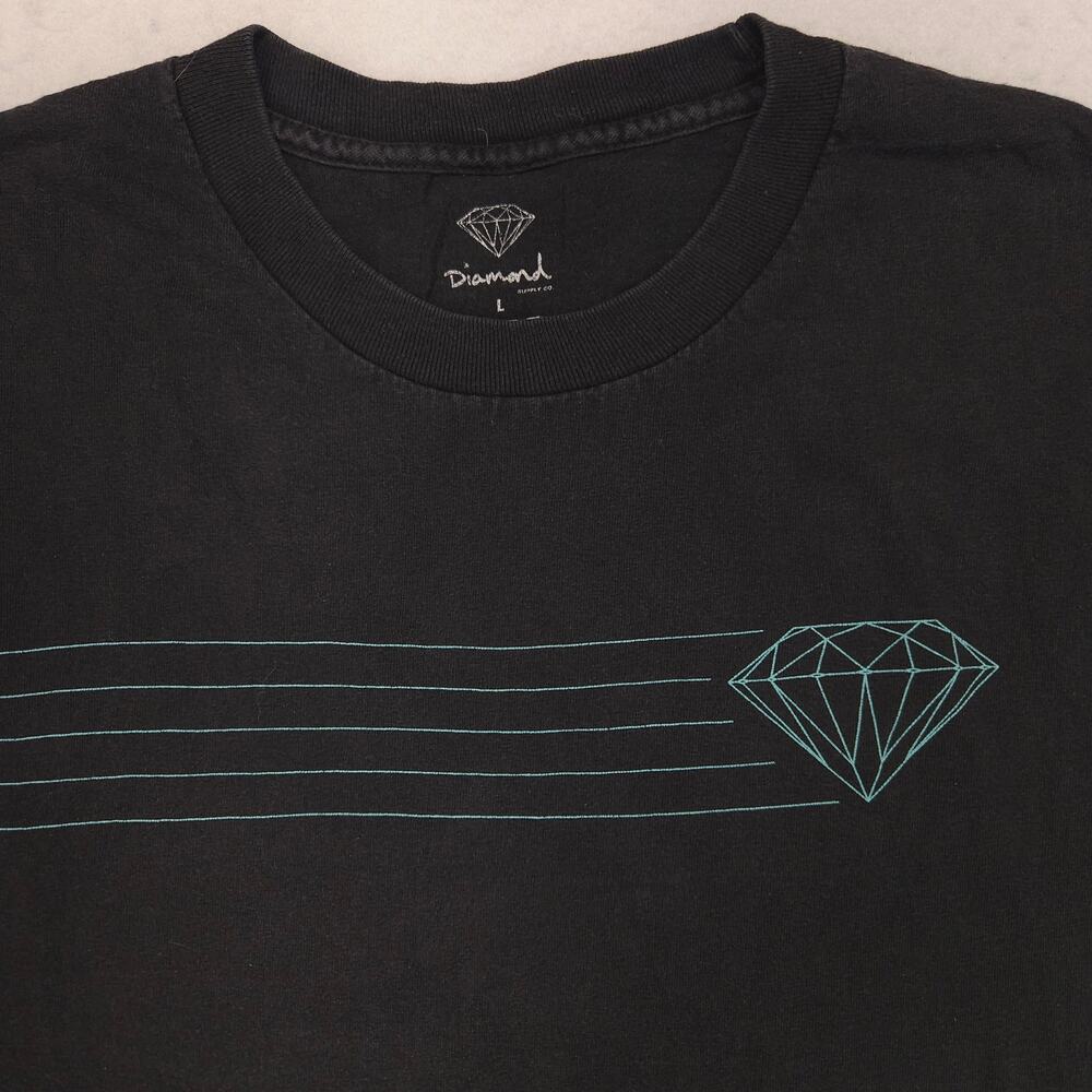 Diamond Graphic Casual Crew Neck Short Sleeve T Shirt Mens Size Large L Black